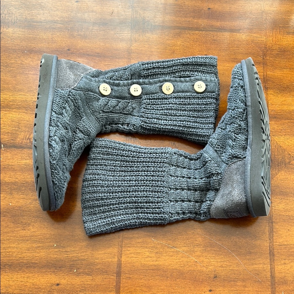 UGG Gray Knit Button Boots